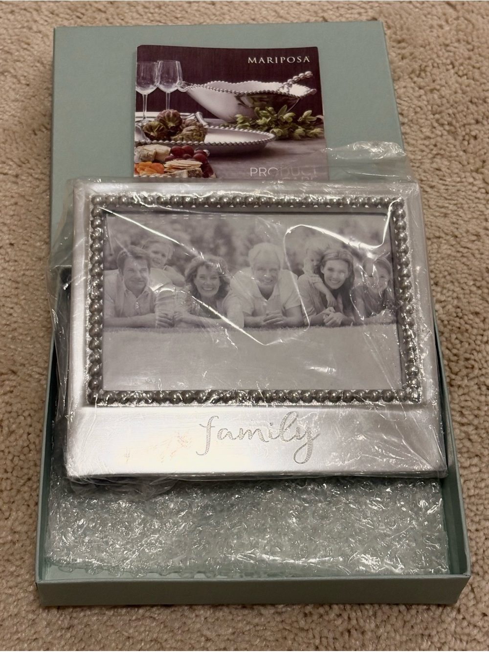 Mariposa Silver Beaded 'Family' Keepsake Frame